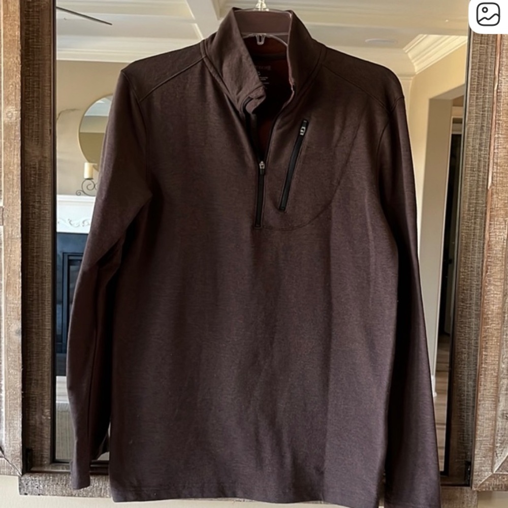 Swiss Tech Coffee Brown Pullover Lightweight Long… - image 1